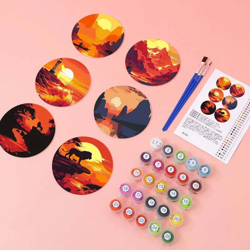 Breathtaking Sunset Coasters 6 Pack Paint by Numbers - Image 3