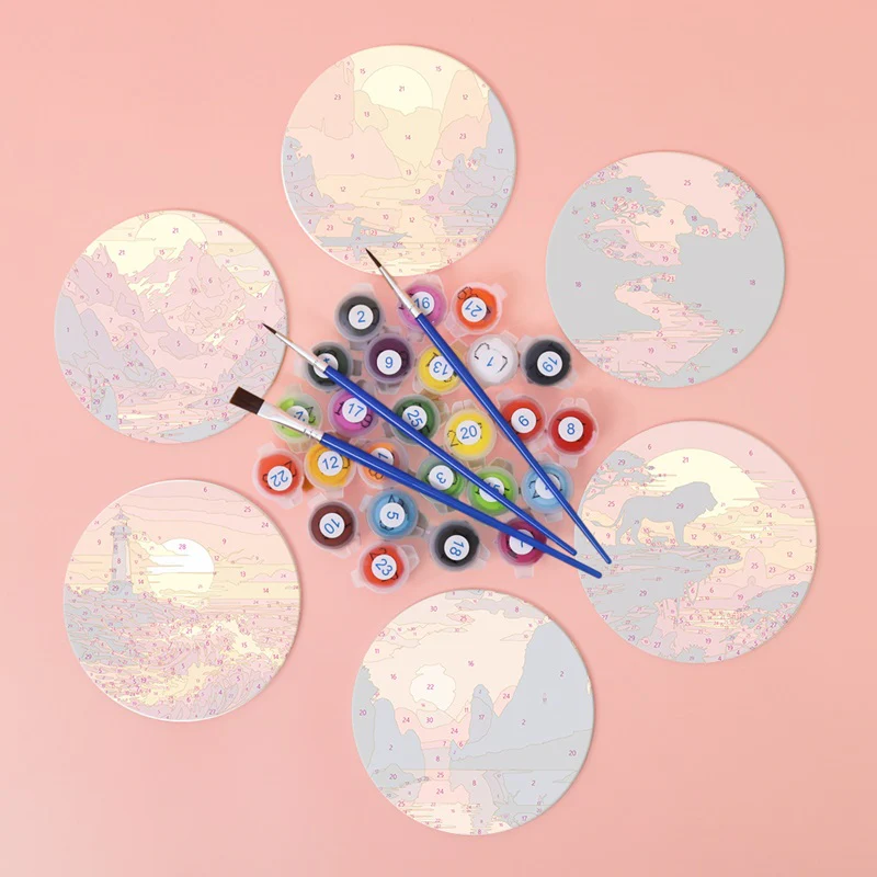 Breathtaking Sunset Coasters 6 Pack Paint by Numbers - Image 4