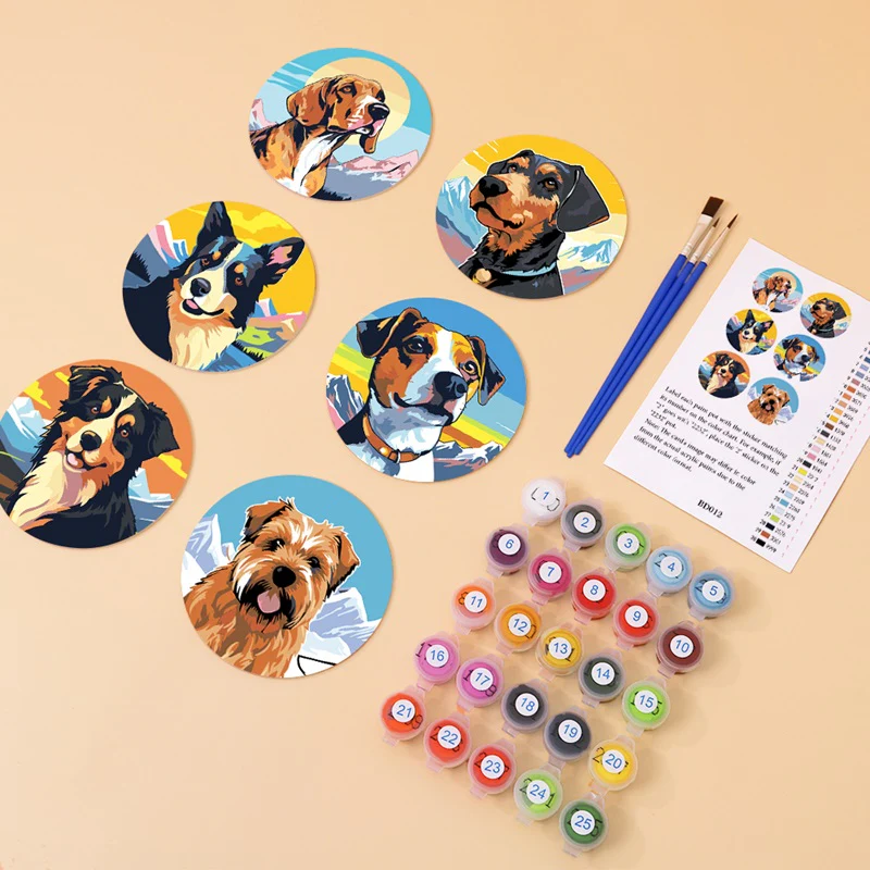 Friendly Dog Coasters 6 Pack Paint by Numbers - Image 3
