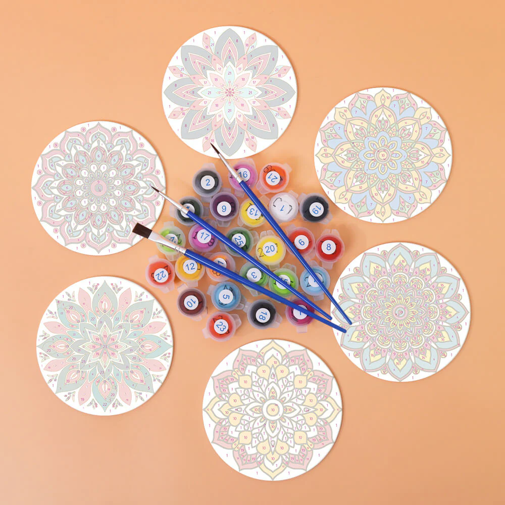 Mandala Coasters 6 Pack Paint by Numbers - Image 4